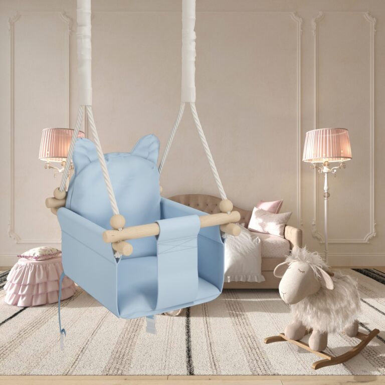 Chaise suspendue bébé MAMOI en bois - Petit Chat 3-en-1 avec harnais et crochet