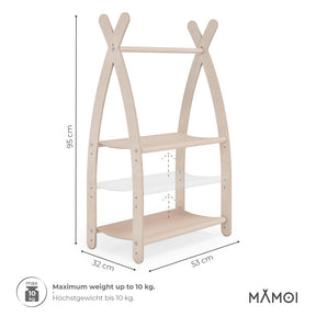 Portant chambre enfant MAMOI en bois naturel 53x95x32cm Double étagère