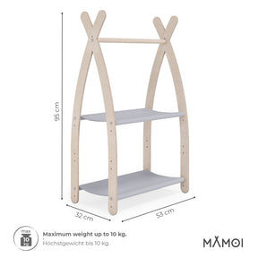 Portant chambre enfant MAMOI en bois naturel 53x95x32cm Double étagère