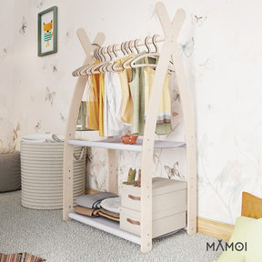 Portant chambre enfant MAMOI en bois naturel 53x95x32cm Double étagère