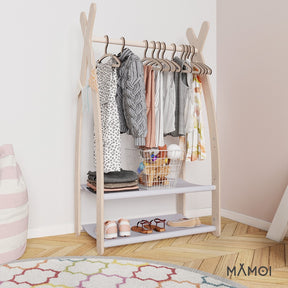 Portant chambre enfant MAMOI en bois naturel 53x95x32cm Double étagère
