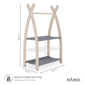 Portant chambre enfant MAMOI en bois naturel 53x95x32cm Double étagère