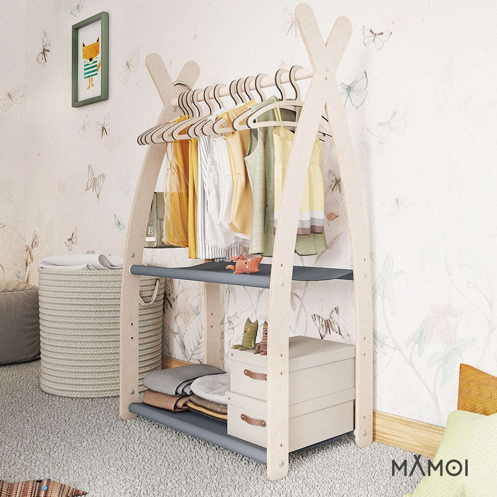 Portant chambre enfant MAMOI en bois naturel 53x95x32cm Double étagère