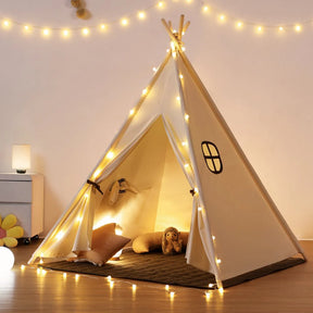 Tipi enfant avec tapis, fixateur et guirlande 120Lx120lx150H