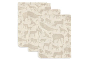 Gants de toilette (x3) gaze de Coton 15x20cm Animal Nougat - Jollein