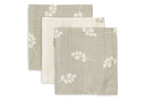 Serviette gaze de Coton 31x31cm (x3) Twig Olive Green - Jollein