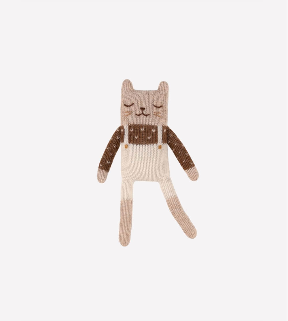 Kitten ecru knit toy Main Sauvage