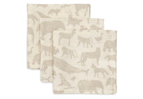 Serviette gaze de Coton 31x31cm (x3) Animal Nougat - Jollein