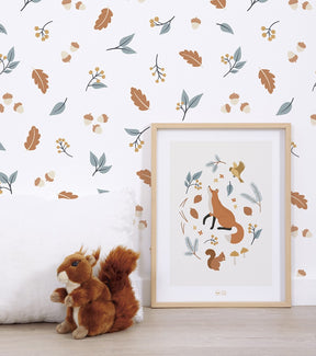 Papier peint Jöro motif feuilles et glands Lilipinso - Wallpapers par Lilipinso