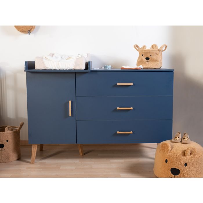 Commode à langer Bleu nuit - 3 tiroirs et 1 porte - ChildHome - Dressers par Childhome
