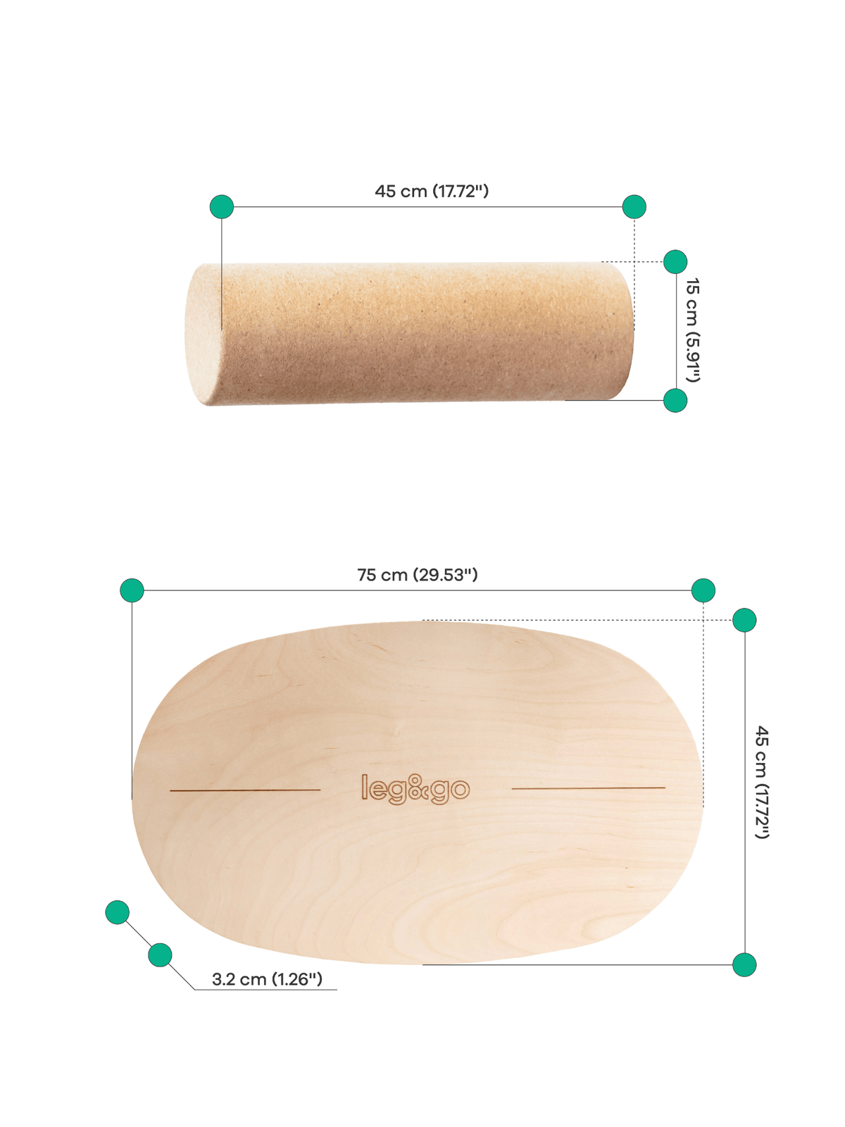 Planche d'Équilibre avec Rouleau en Liège