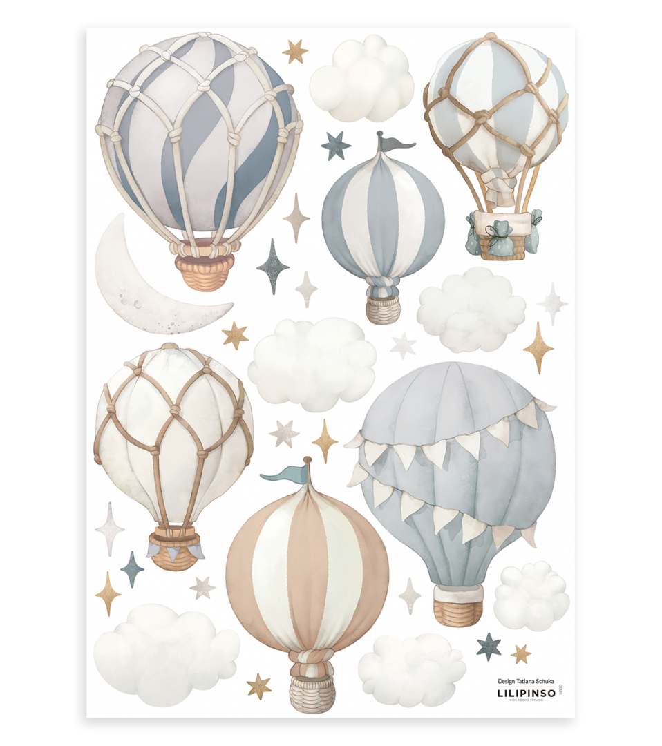 Planche de stickers montgolfières Selene Lilipinso