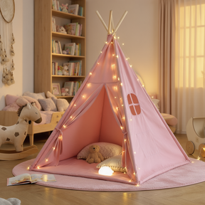 Tipi enfant avec tapis avec guirlandes (C)