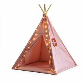 Tipi enfant avec tapis et guirlandes