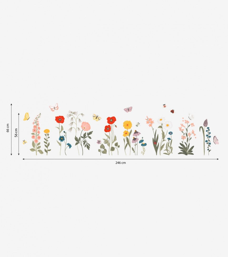 QUEYRAN - Stickers muraux - Fleurs des champs et lapins