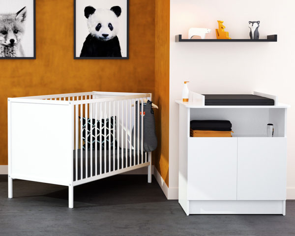 Duo Lit Bébé 60x120 cm + Meuble de Rangement avec plan à langer Webaby AT4 - Baby & Toddler Furniture par AT4
