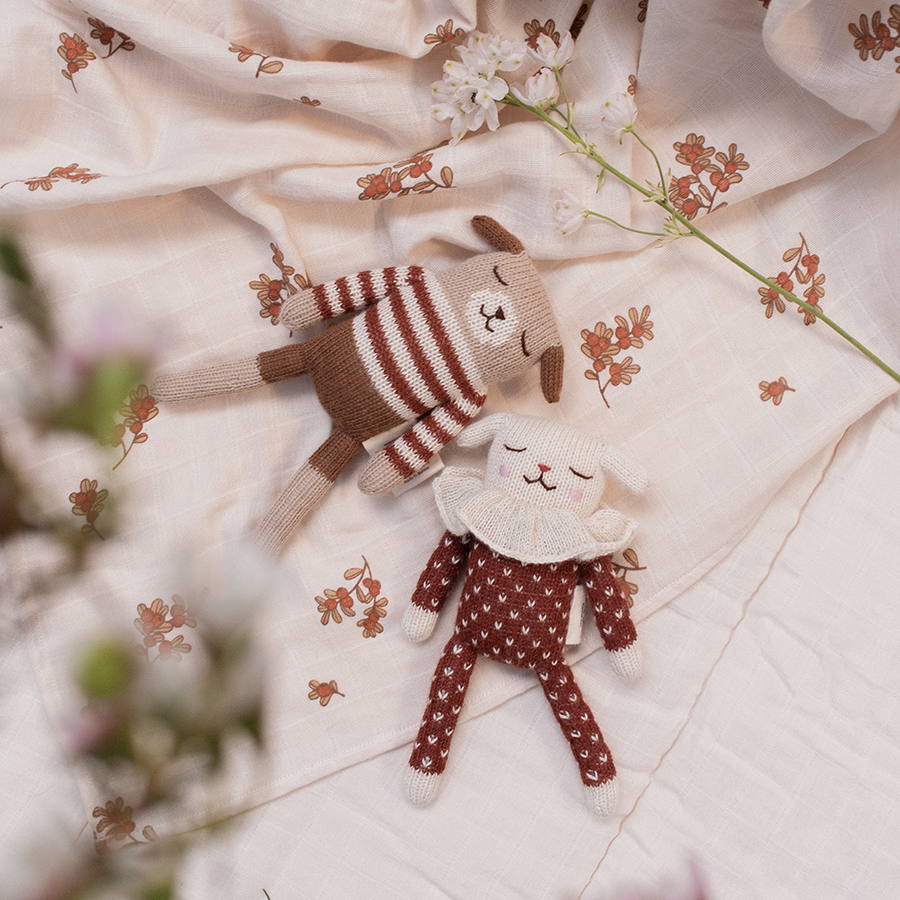 Doudou agneau pyjama sienne à pois Main Sauvage - Stuffed Animals par Main Sauvage