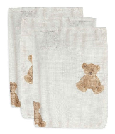 Gants de toilette gaze Coton Teddy Bear (3 pack) Jollein - Baby Bathing par Jollein