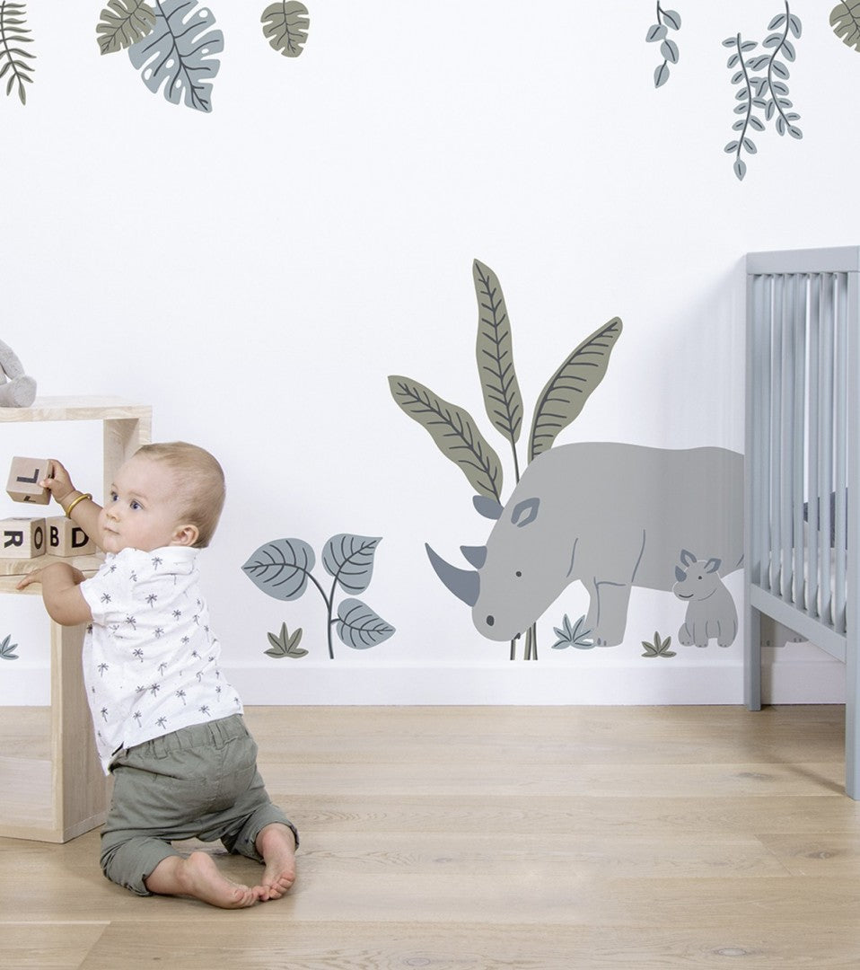 Stickers muraux zèbre et palmes, décoration chambre bébé Lilipinso