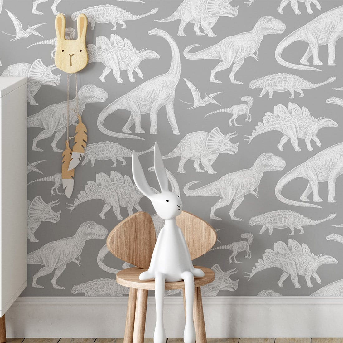 Papier peint dinosaure gris Pastelowe Love - Wallpapers par Pastelowe Love