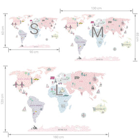 Sticker map monde rose Pastelowe Love - Wallpapers par Pastelowe Love